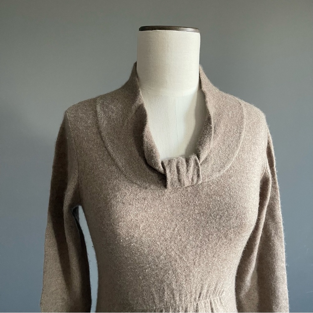 100% Cashmere Mushroom Knit Midi Dress | Max Studio–Attributed | Soft Cowl Neck - Picture 2 of 7